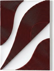 Layered Abstract Wall Panel In Burgundy And White