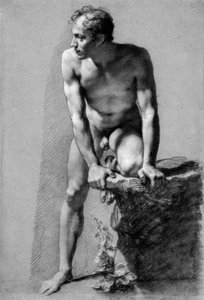 Male Nude Leaning On A Rock — Pierre-paul Prud'hon