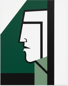 Geometric Profile In Teal Hues: A Study Of Controlled Linearity And Form — Laurent Fabre