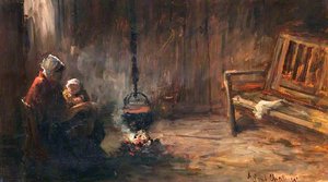 Interior With Mother And Child — George Paul Chalmers