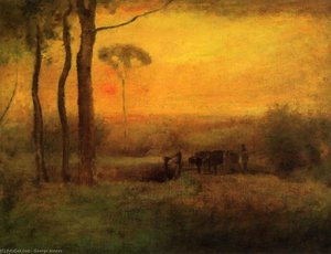 Pastoral Landscape At Sunset — George Innes