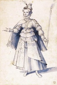 Kostümzeichnung Einer Frau Mit Einer Fackel — Giuseppe Arcimboldo