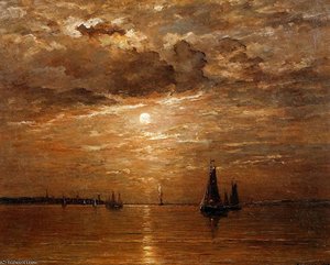 Moon Over Sea Sun — Hendrik Willem Mesdag