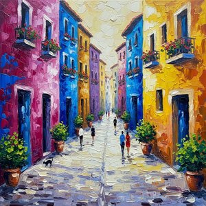 Vibrant Echoes Of A Sunlit Alleyway In Sculptural Impasto Pigment — Laurent Delcourt