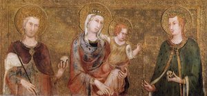 Madonna Mit Kind Zwischen Dem Heiligen Stephanus Und Dem Heiligen Ladislaus — Simone Martini