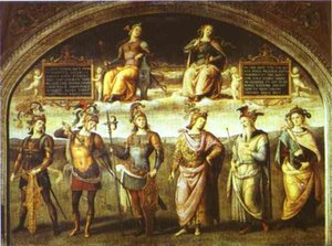 The Fortitude And Temperance With Six Antique Heroes — Vannucci Pietro (le Perugin)