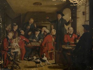 The Friendly Contest Greenwich And Chelsea Pensioners Playing Draughts — William Kidd