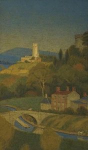 Landscape, Looking Down On A Valley With Distant Church And Canal — 조셉 에드워드 사덜랜드