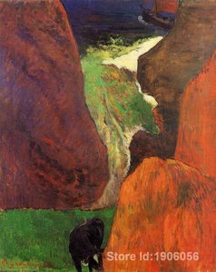 Paysage Marin Avec Une Vache Au Bord D'une Falaise — Eugène Henri Paul Gauguin