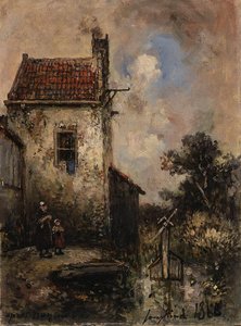 Mother With Child By A Canal — Johan Barthold Jongkind