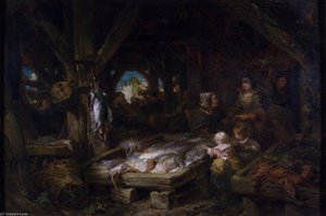 The Fish Market, Dieppe — Eugène Louis Gabriel Isabey