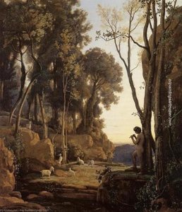 Landscape Setting Sun Aka The Little Shepherd — Jean-baptiste-camille Corot