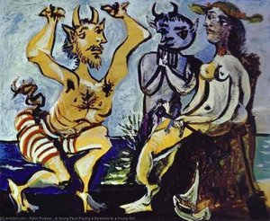 Un Joven Fauno Tocando Una Serenata A Una Joven — Pablo Picasso