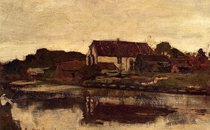 A Farm On The Waterfront — Johan Hendrik Weissenbruch