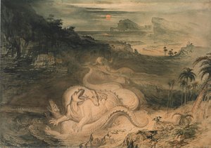 Landskabet Ved Iguanodonen — John Martin