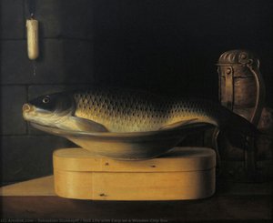 Still Life With Carp On A Wooden Chip Box — Sébastien Stoskopff