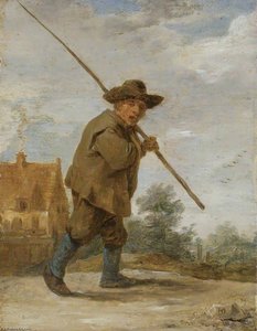 A Peasant Carrying A Rod Over His Shoulder — David Teniers Ii Le Jeune
