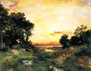 Sunset, Long Island Sound — Thomas Moran
