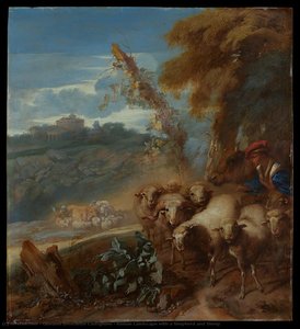 Roman Landscape With A Shepherd And Sheep — Il Grechetto