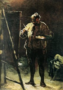 Le Peintre Devant Son Tableau, Huile Sur Panneau The Painter In Front Of His Table, Oils On Panel — Honoré Daumier