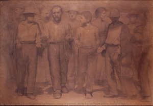 Group Of Workers. Study For The Fourth Estate. Group Of Figures [3] — Giuseppe Pellizza Da Volpedo