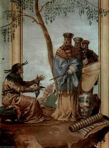 Deutsch Fresken In Der Villa Vallmarana, Vicenca, Szene Chinesischer Prinz Beim Wahrsager — Giandomenico Tiepolo