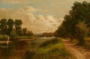 Isleworth Riverside Looking Towards A Church — James Isaiah Lewis