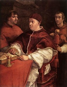 Papa Leone X Con I Cardinali Giulio De' Medici E Luigi De' Rossi — Raffaello