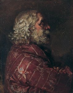 Kopf Eines Alten Mannes, Head Of An Old Man — Adolph Von Menzel