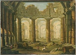 Ruines Avec Le Combat Des Lapithes Et Des Centaures — Giovanni Paolo Panini