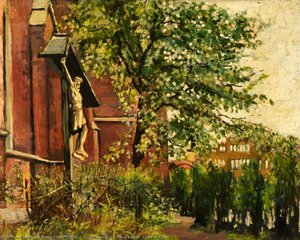 An Unidentified Church With A Statue Of Christ — Albert Edward Turpin