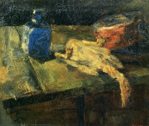 Flacon Bleu Et Poulet — James Ensor