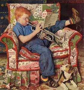 Práctica De Trompeta — Norman Rockwell
