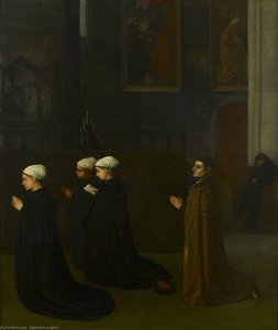Interior Of A Church With Kneeling Figures — Alphonse Legros