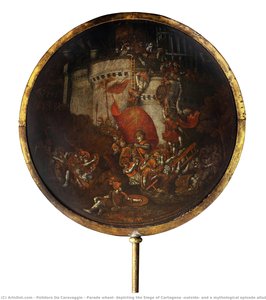 Parade Wheel, Depicting The Siege Of Cartagena (outside) And A Mythological Episode Alludes To Diana And Actaeon (internal) — Polidoro Da Caravaggio