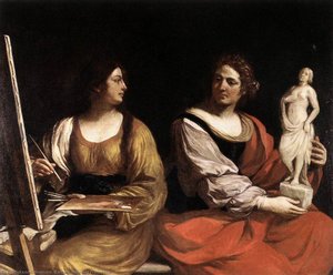 Allegory Of Painting And Sculpture — Guercino