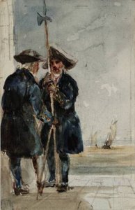 Two Naval Pensioners With Shipping Behind — David Cox