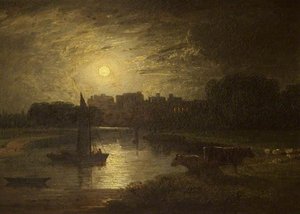 Windsor And Eton From Clewer Meadows By Moonlight — Thomas Christopher Hofland