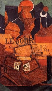 Tobacco, Newspaper And Bottle Of Wine — Juan Gris