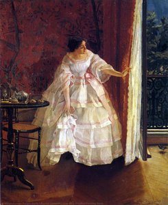 Lady At A Window Feeding Birds — Alfred Émile Léopold Stevens