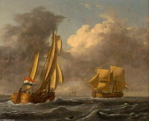 Dutch Galliots Off The Coast — John Wilson Carmichael