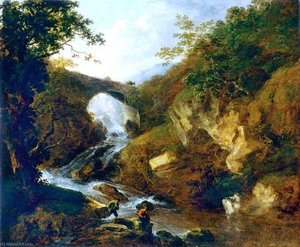Fishermen By A Stream In A Rocky Landscape — ბენჯამინ ბარკერი Ii