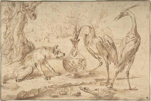 Fox With Two Herons — Frans Snyders