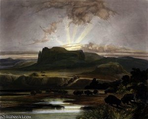 Remarkable Hills On The Upper Missouri, — Karl Bodmer