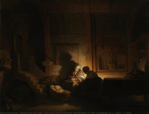 The Holy Family At Night, Rembrandt Van Rijn (workshop Of), C. 1642 - C. 1648 — Rembrandt Van Rijn