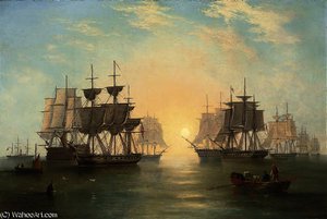 The Fleet At Anchor In An Evening Calm — John Wilson Carmichael