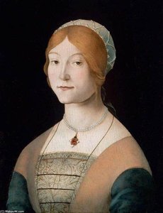 Portrait Of A Woman With A Pearl Necklace — Lorenzo Costa (the Elder)