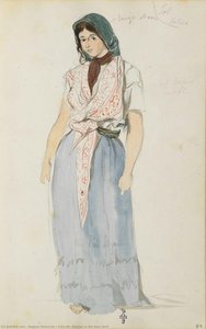 Folio 81, Frau Im Blauen Rock — Eugène Delacroix