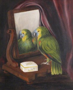 Miss Chichester's Parrot, 'polly', In Front Of A Mirror — Rosalie Chichester