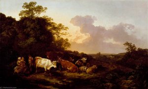 Landscape With Cattle And Figures A Storm Coming On — Philip James De Loutherbourg